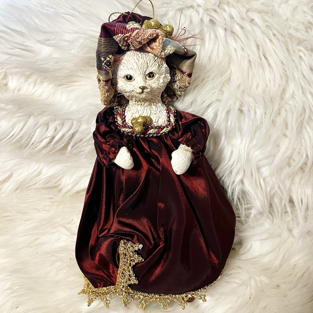 Vintage Kurt S. Adler Victorian 9"Queen Anthropomorphic Cat Tree Topper‎ NOS